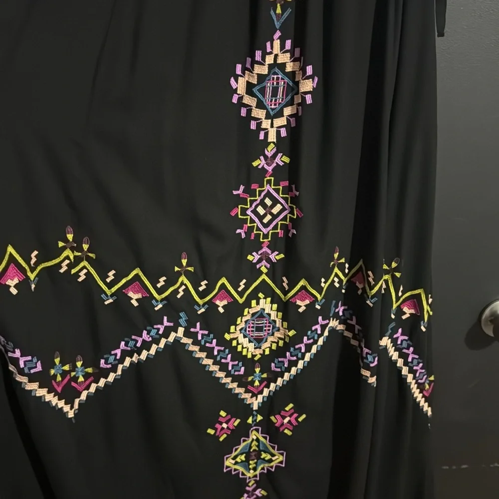 Anthropologie Embroidered Tie Strap Maxi Dress w/ Pockets Size: S - Picture 5 of 12